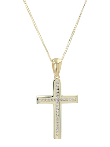 Adeliás Damen Anhänger – Kreuz Kreuzanhänger aus 925 Silber mit Zirkonia in silber