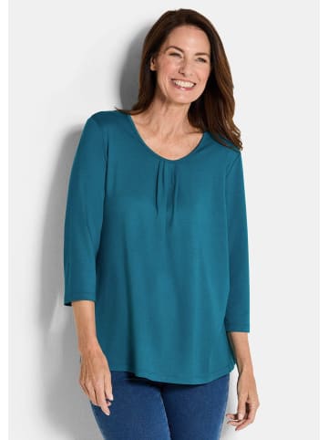 GOLDNER Kurzgröße:  Viskose-Oberteil mit Halbarm in petrol