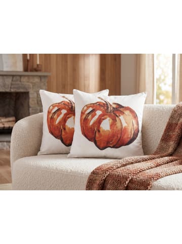 Beliani 2er-Set Dekokissen CURBITA in Beige/Orange