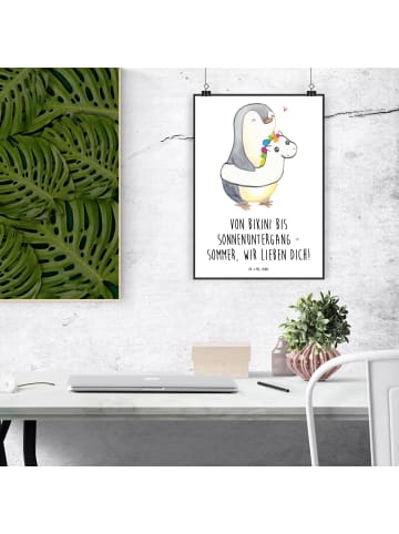 Mr. & Mrs. Panda Poster Sommer Meer Strand mit Spruch in Weiß