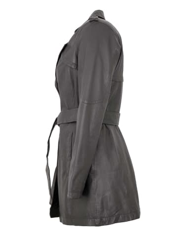 JILANI Leder-Trenchcoat Lammnappa in Grau