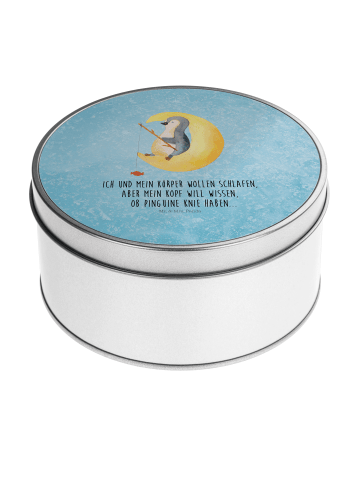 Mr. & Mrs. Panda Blechdose rund Pinguin Mond mit Spruch in Eisblau