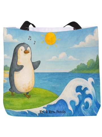 Mr. & Mrs. Panda Shopper Pinguin Surfer Design ohne Spruch in Weiß