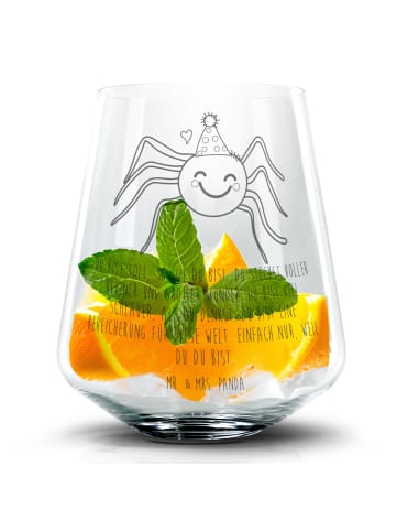 Mr. & Mrs. Panda Whiskyglas Spinne Agathe Party mit Spruch in Transparent