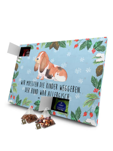 Mr. & Mrs. Panda Advents-Teekalender Hund Basset Hound mit Spruch in Eisblau