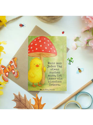 Mr. & Mrs. Panda Klappkarte Küken Fliegenpilz Design mit Spruch in Weiß