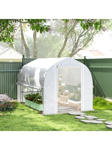Outsunny Gewächshaus,300L x 200B x 200H cm,Weiß