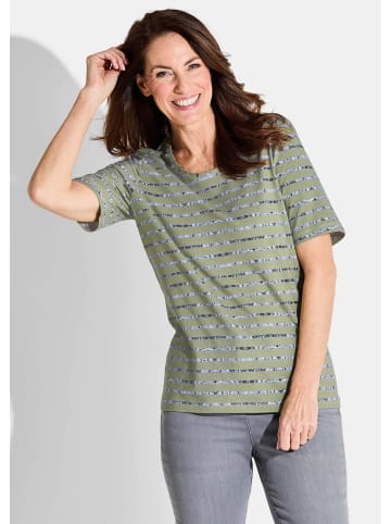 GOLDNER Kurzgröße: Shirt Shirt in salbei / grau / gestreift