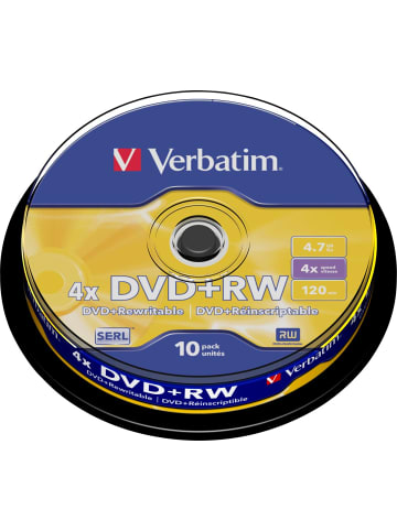 COFI 1453 Verbatim DVD+RW 4.7GB/120Min/4x Cakebox (10 Disc) in Orange