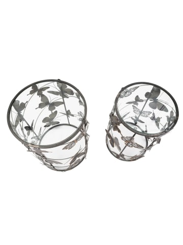 Mauro Ferretti Set aus 2 mehrfarbigen Metalltischen Ø cm 41,3x55-35x50,3