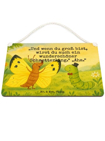 Mr. & Mrs. Panda Schild Raupe Schmetterling Design mit Spruch in Weiß