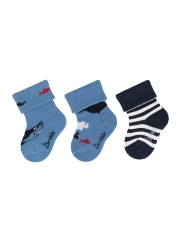Sterntaler Baby-Socken 3er-Pack Hai in samtblau