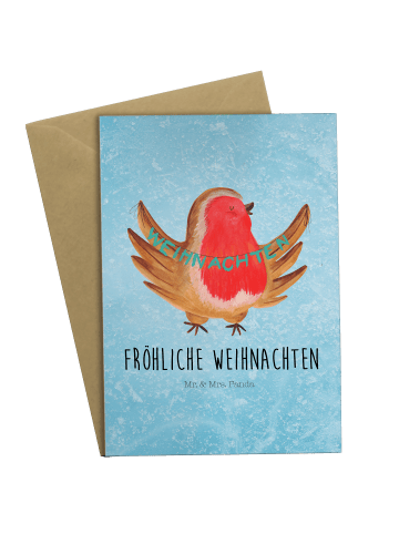 Mr. & Mrs. Panda Beileidskarte Rotkehlchen Weihnachten mit Spruch in Eisblau