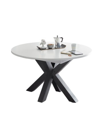 58 aufm Kessel ESSTISCH Rund ausziehbar Edda 8 130x130x78 Küchentisch Graphit/Weiß