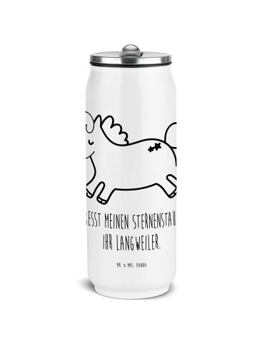 Mr. & Mrs. Panda Edelstahl Trinkflasche Einhorn Happy mit Spruch in Weiß
