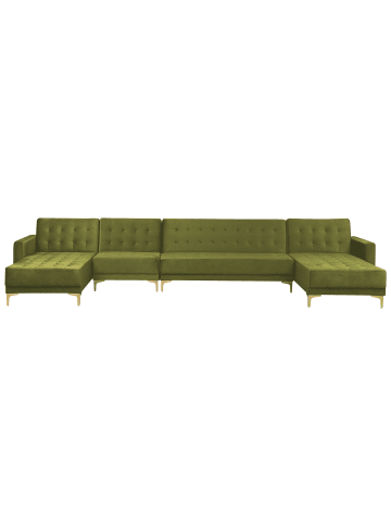 Beliani U-förmiges Sofa ABERDEEN in Grün/Gold - (W) 428 x (H) 83 x (L) 168 cm