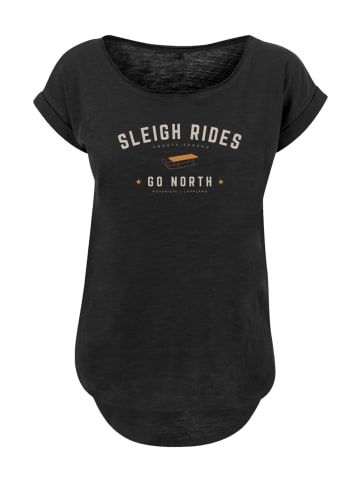 F4NT4STIC Long Cut T-Shirt Schlittenfahren Weihnachten Christmas in schwarz