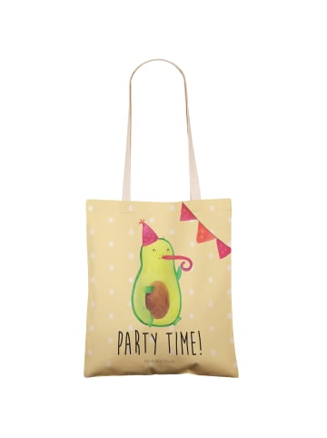 Mr. & Mrs. Panda Einkaufstasche Avocado Party Zeit mit Spruch in Gelb Pastell