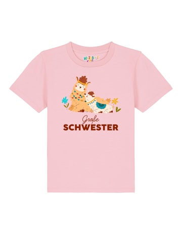 wat? Apparel T-Shirt Lama Große Schwester in Rosa