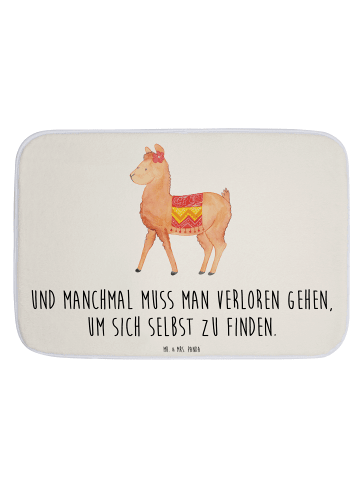 Mr. & Mrs. Panda Badematte Alpaka Stolz mit Spruch in Weiß