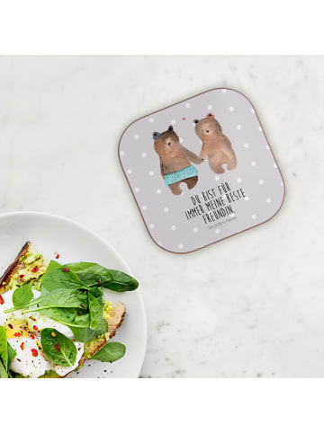 Mr. & Mrs. Panda Tischschoner Bär Freundin mit Spruch in Grau Pastell