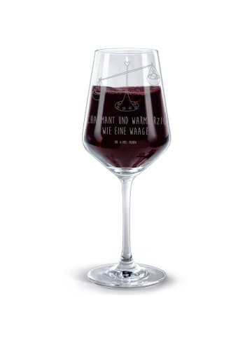 Mr. & Mrs. Panda Glas Rotwein Sternzeichen Waage mit Spruch in Transparent