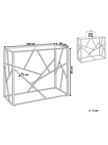 Beliani Konsolentisch ORLAND in Gold/Transparent - (W) 100 x (H) 85 x (L) 40 cm
