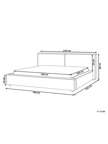Beliani Doppelbett LINARDS in Weiß - (W) 210 x (H) 94 x (L) 242 cm