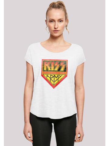 F4NT4STIC Long Cut T-Shirt Kiss Rock Band Army Logo in weiß