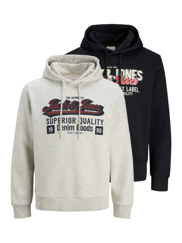 Jack & Jones Sweatshirt / Hoodie Logo in Schwarz / hellgrau