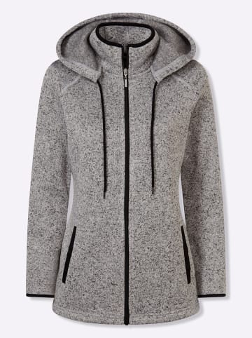 Sieh an! Strickfleecejacke in hellgrau-schwarz-meliert