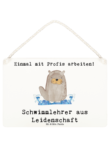 Mr. & Mrs. Panda Deko Schild Schwimmlehrer Leidenschaft mit Spruch in Weiß