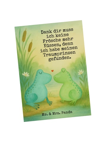 Mr. & Mrs. Panda Postkarte Frosch Liebe Design mit Spruch in Weiß
