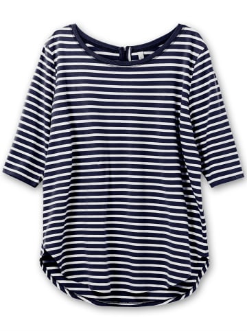 sheego Longshirt in marine-weiß