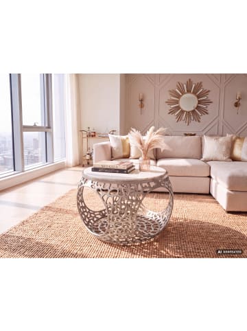 FineBuy Couchtisch in Silber / Marmor / 60x60x45
