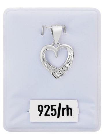 Adeliás Damen Anhänger – Herzanhänger aus 925 Silber mit Zirkonia in silber