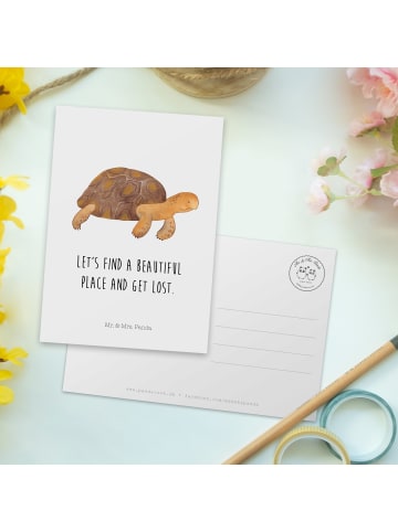 Mr. & Mrs. Panda Postkarte Schildkröte MHerzieren mit Spruch in Weiß