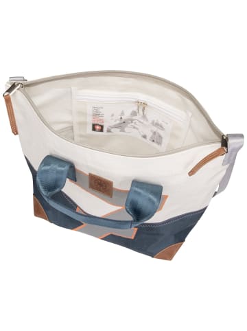 360 grad Bodybag Suutje in Weiß/Balken Blau/Zahl Hellgrau