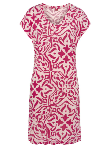 S. Oliver Sleepshirt in magenta-ecru gemustert