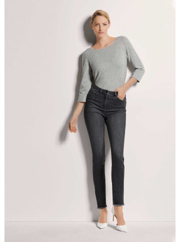 MADELEINE Mid Waist Skinny-Hose mit Fransen in grey
