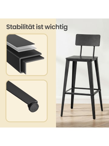 VASAGLE 2er-Set: Barhocker Barnet-old in Schwarz - (B)50.5 x (H)102.2 x (T)45.4 cm