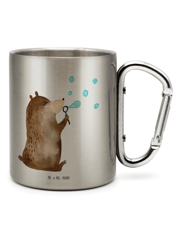 Mr. & Mrs. Panda Edelstahltasse Bär Seifenblasen ohne Spruch in Silber