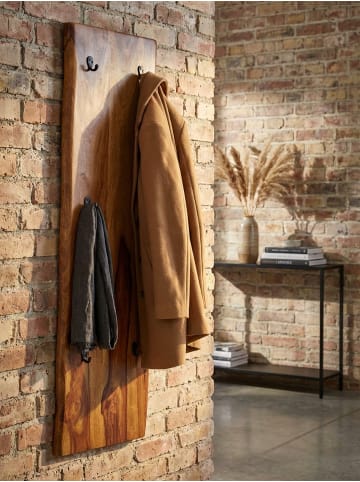 KADIMA DESIGN Wandgarderobe aus Sheesham Massivholz, Baumkanten, 6 stabile Haken