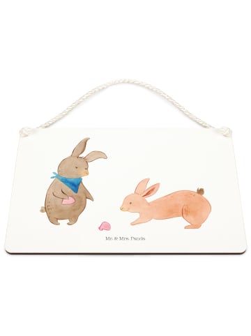 Mr. & Mrs. Panda Schild Hasen Muschel ohne Spruch in Weiß