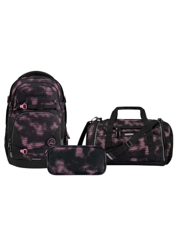 Coocazoo Schulrucksack-Set PORTER Pink Illusion in Schwarz/Rosa 3-teilig