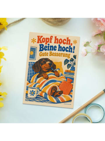 Mr. & Mrs. Panda Postkarte Dackel heiter Design mit Spruch in Weiß