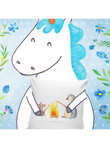 Mr. & Mrs. Panda Deko Kissen Pinguin Lagerfeuer ohne Spruch in Weiß