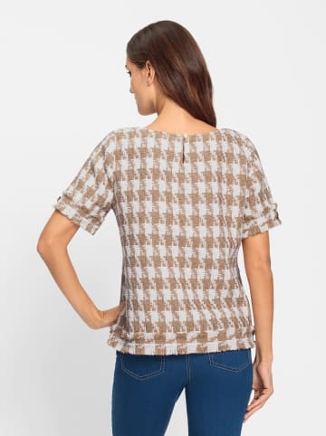 Heine Kurzarm-Bluse in ecru-camel Pepita