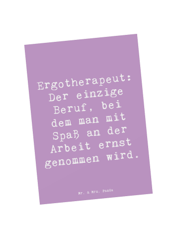 Mr. & Mrs. Panda Postkarte Spruch Ergotherapeut Geschenk mit Spruch in Lavendeltraum