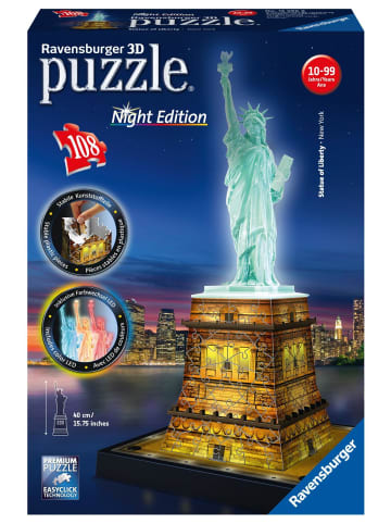 Ravensburger Freiheitsstatue bei Nacht. 3D Puzzle 108 Teile | Erleben Sie Puzzeln in der...